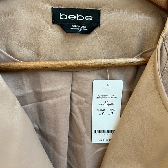 Bebe Vegan Leather Peplum Jacket - Picture 3 of 6